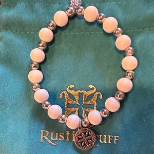 Rustic Cuff White and Silver Bracelet
